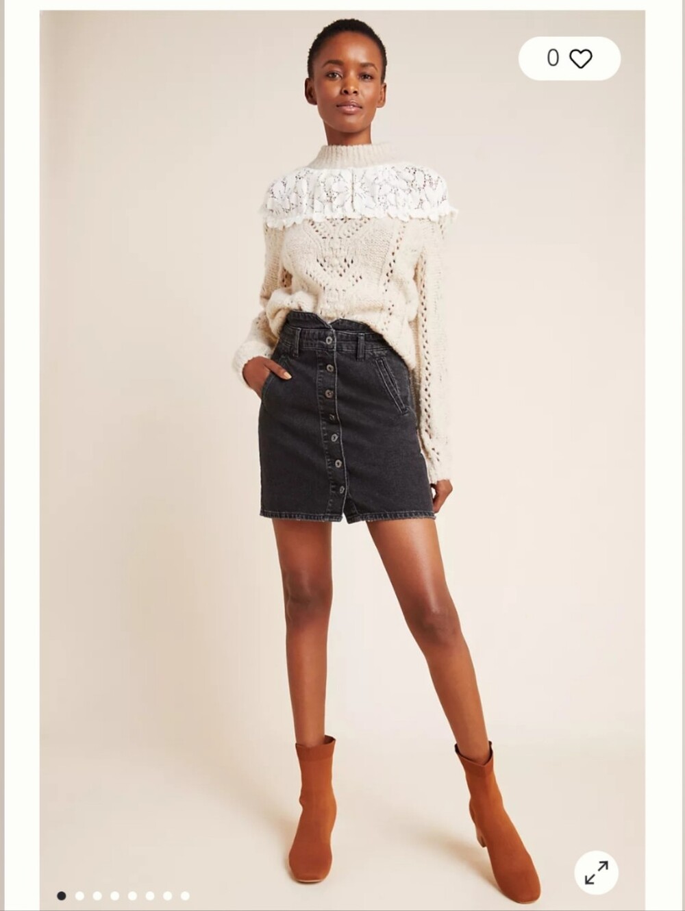 New Anthropologie Pilcro Washed Black Button Front Denim Jean Skirt Cotton